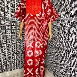 Adire Bubu Dress with scarf and Rhinestone design